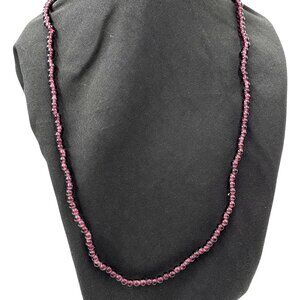 Vtg Glass Beaded Purple Necklace Amethyst Color 1960's Boho Chic Hippie 32"